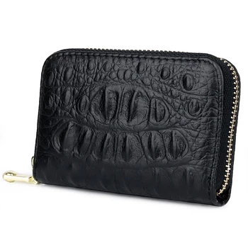 

Crocodile pattern 1 pc Business Card Holder Genuine Leather Credit Card Holder Women Zipper Pocket Unisex Card Case Dropshipping