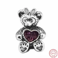 Desney розовый эмаль прекрасный ShellieMay медведь бусины для женщин Изготовление ювелирных изделий DIY Fit PANDORA Подвески Серебро 925 FL620