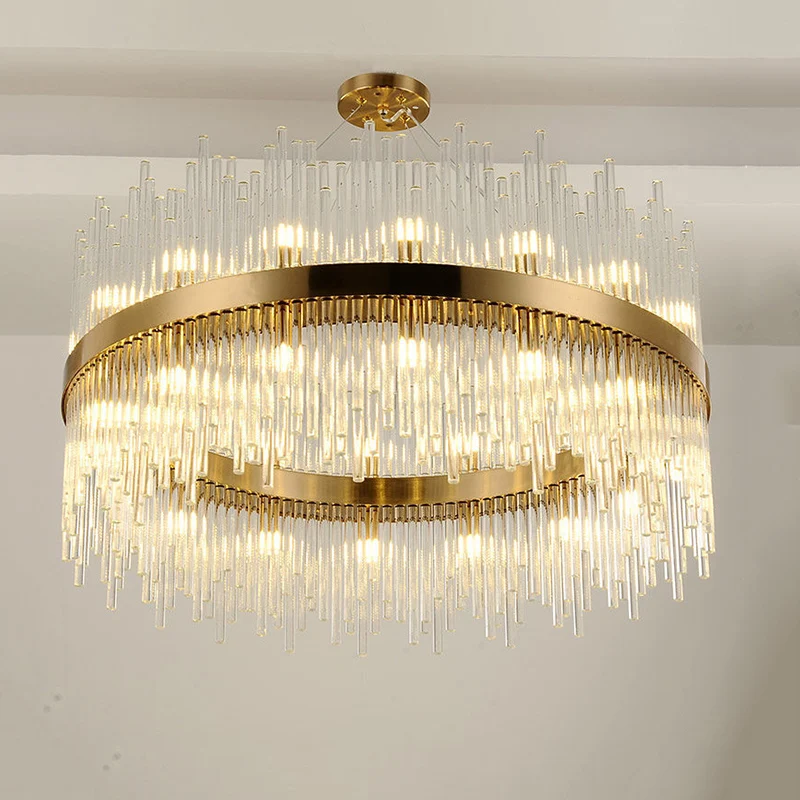 

New LED rings Chandeliers Gold Stainless Steel Room Hanging Lighting LED Chandeliers Lustres Living room Bedroom indoor lamps