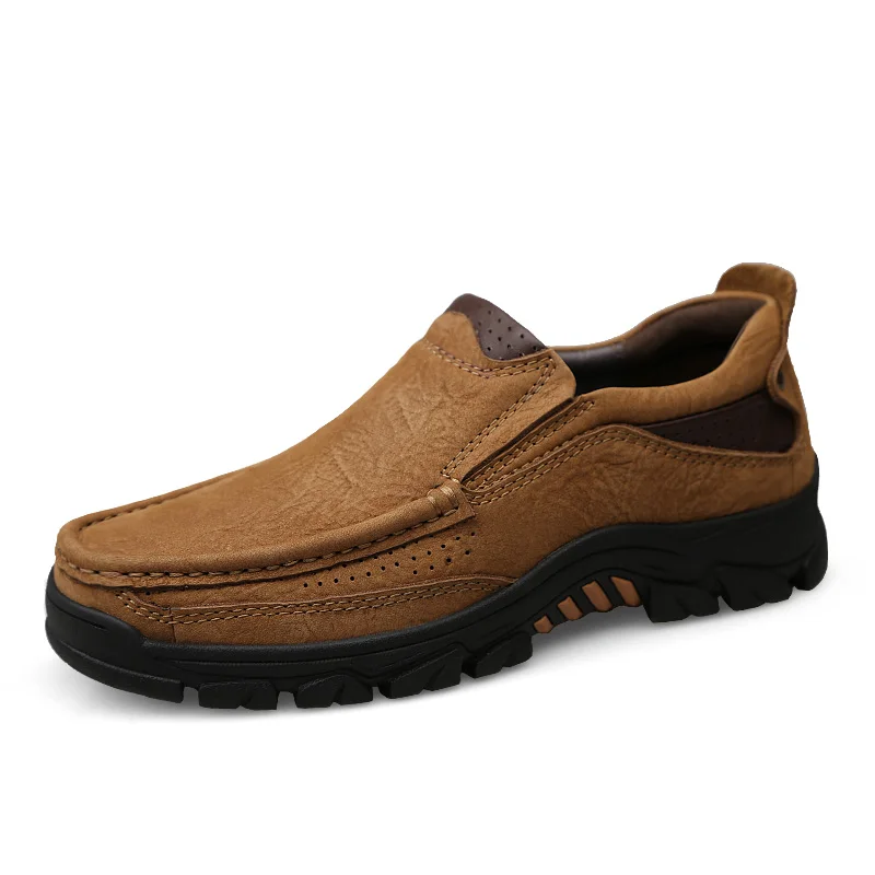 YRRFUOT/Мужская обувь высокого качества из натуральной кожи, летняя Роскошная дышащая Уличная обувь, модная дизайнерская однотонная мужская обувь - Цвет: Оранжевый