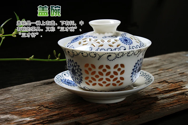 Exquisite Tea Set Bone China,Kung fu tea set,Travel Ceramic Tea Set,One Gaiwan 120 ml & Two cups
