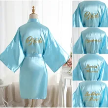 Шелковый Атласный халат для свадьбы, невесты, подружки невесты, однотонный халат, Короткое Кимоно, ночной халат, банный халат, модный халат для женщин