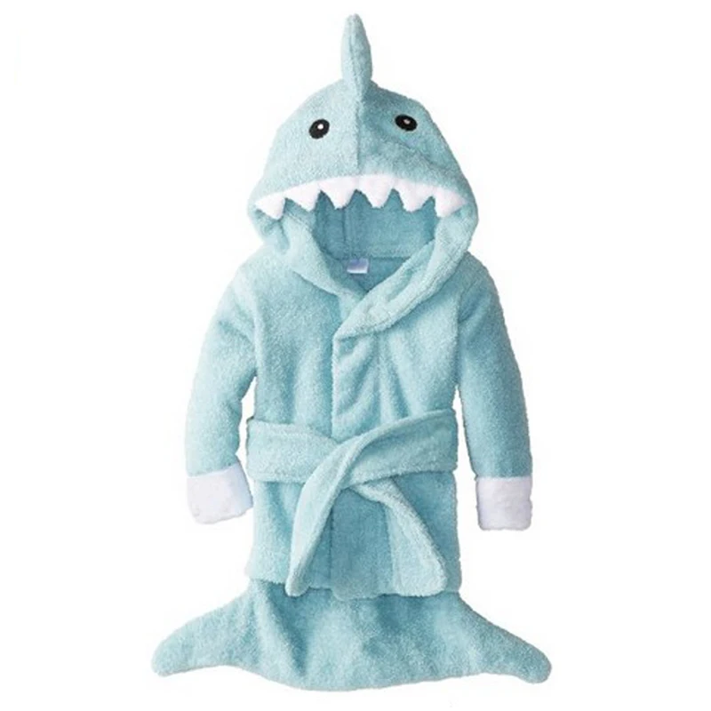 Baby Aspen Let The Fin Begin Terry Shark Robe, Cartoon Animal Baby