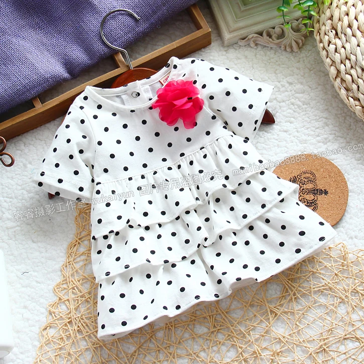 baby girl polka dot  t-shirt ,female children top cake short-sleeve t-shirt  for summer baby tops