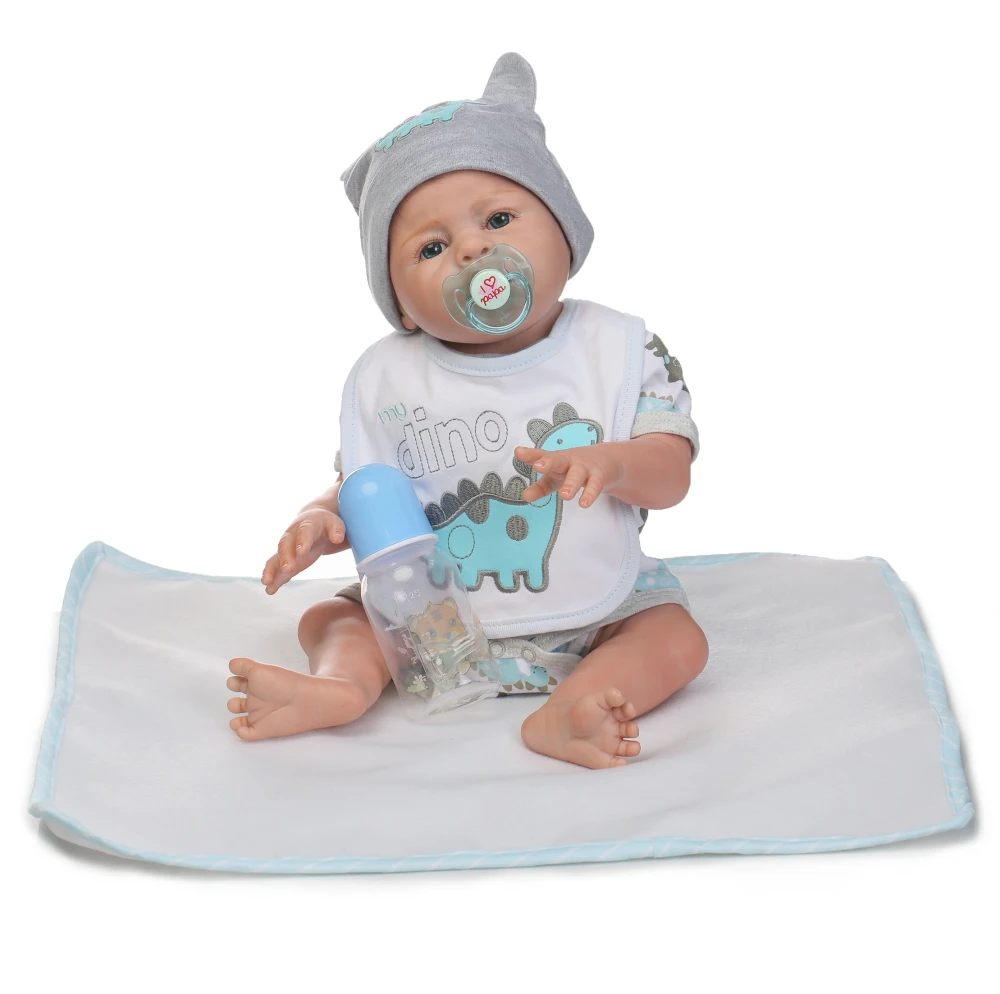 

New Baby Doll 50cm Baby Bath Toy Full Silicone Body Eyes Open With Clothes 20inch Lifelike Cute Christmas Gifts for Kids Toys