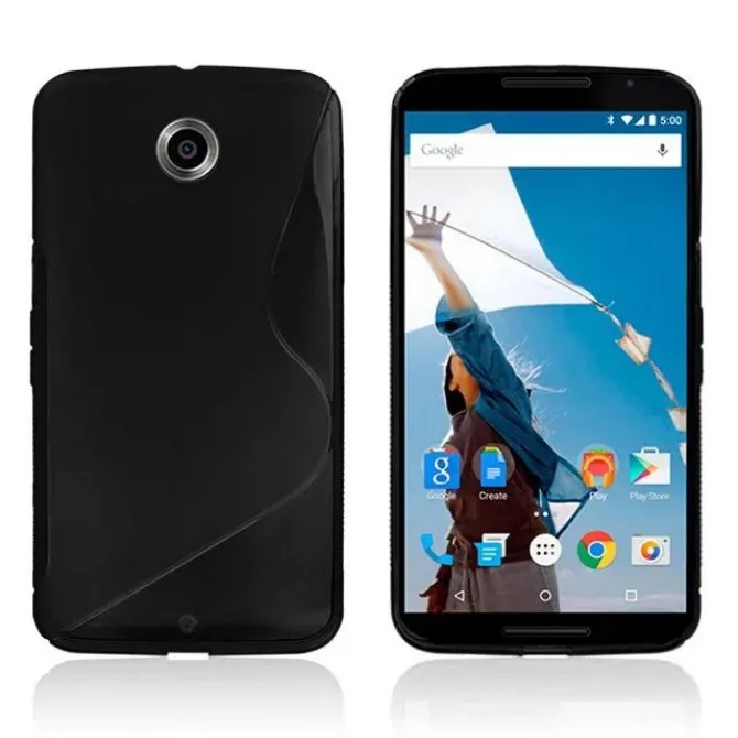 1 шт. для Google Nexus 6 S Line Стиль Мягкий ТПУ гелевый Чехол для Motorola Moto Nexus 6 - Цвет: Черный