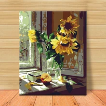 MOLEK картина маслом по номерам окно Подсолнечник Акриловая картина цветок ручная роспись настенные картины для гостиной домашний декор
