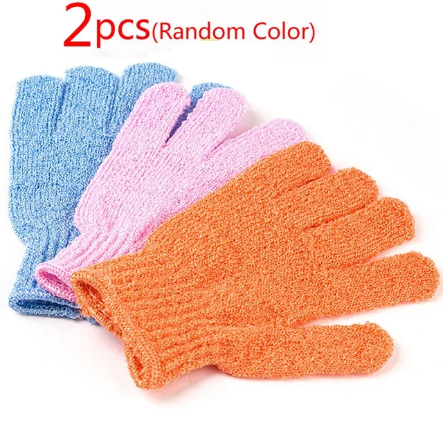 2pcs random color Носки с пальцами, перчатки для ванной душевая головка разные цвета массаж тела губка средство для ухода за кожей, Спа Перчатки отшелушивающий Ванна аксессуары 1/2 предмета в комплекте - Цвет: 2pcs random color