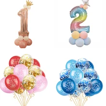 Happy Birthday Party Decoration 1st Birthday Latex Balloons Baby Shower Kids Birthday Decor 2 Year Old Number Confetti Balloon