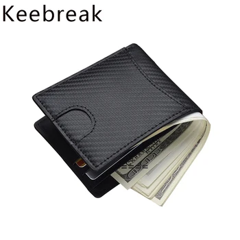 

KEEBREAK men's wallet leather genuine carbon fiber FRID antimagnetic thin small wallet slim purse card holder money bag vallet