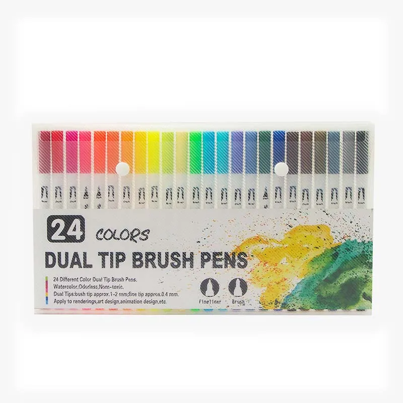 120 цветов, художественные маркеры, Двойные наконечники, Цветная кисть, ручка, карандаш, цветной водный маркер, школьные товары для рукоделия, для рисования, цветная книга - Цвет: 24c colors