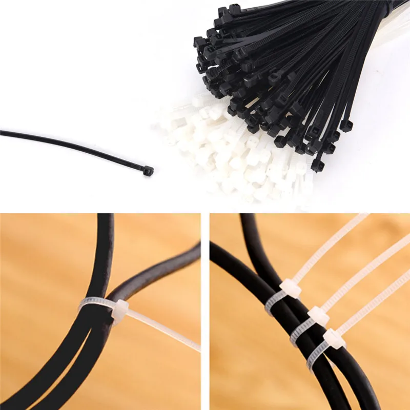 100pcs/lot 2.5MM Cable Ties Plastic Nylon Cable Winder With Self-locking Network Nylon Cable Holder Organiser Zip Tie Cord Strap