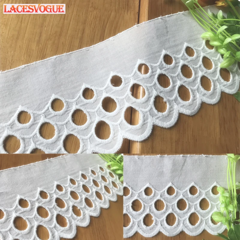 

14Yards 9.8cm Cotton Embroidery Lace Fabric Garment Needlework Sewing Patchwork DIY Handmade Accessories Clothes Decoration 453