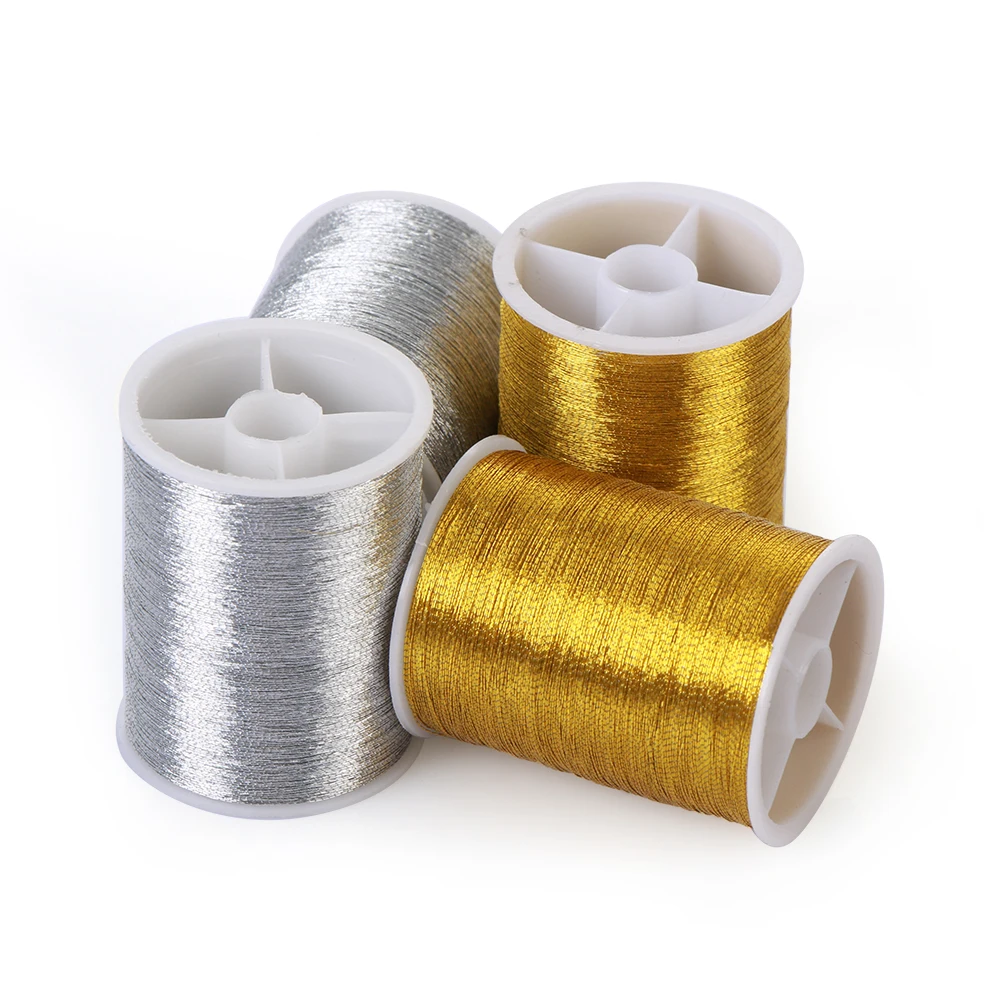 

100 Meters/Roll Polyester Cross Stitch Strong Threads Gold/Silver Durable Overlocking Sewing Machine Threads for Sewing Supplies