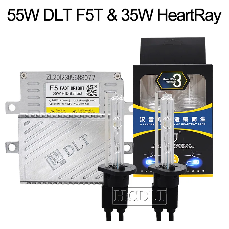 HCDLT 55W Xenon HID Kit Reactor DLT F5T Fast Start Slim HID Ballast 35W HeartRay Xenon H1 H7 H11 HB3 HB4 D2H Car Headlight Kit (31x)
