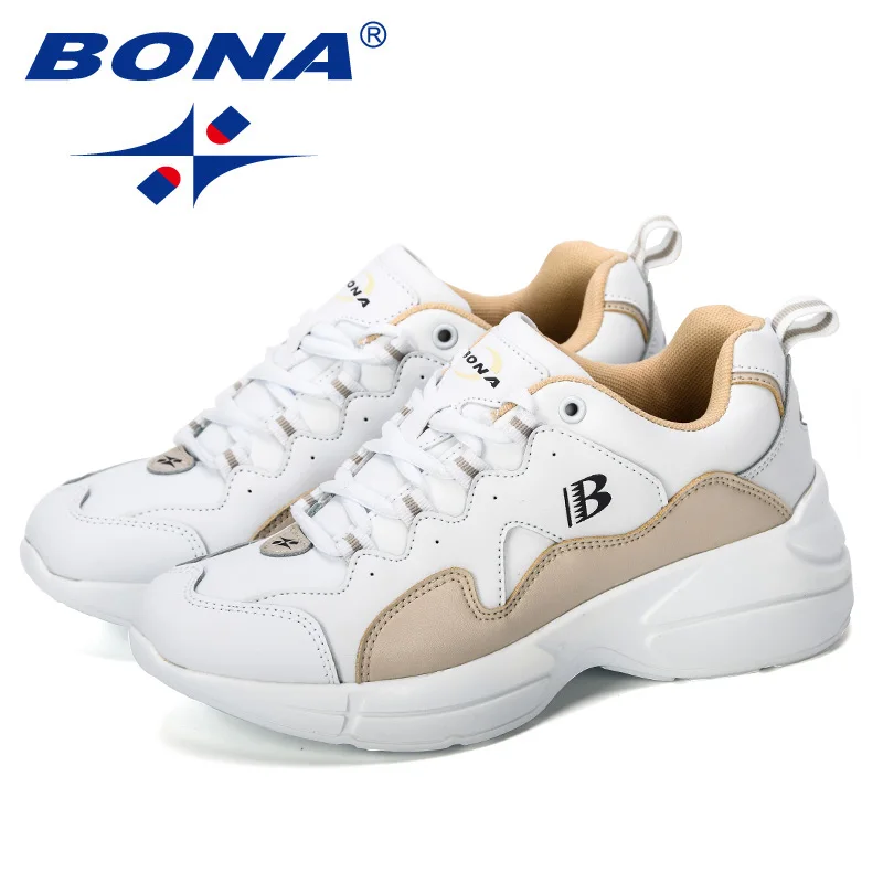 BONA New Fashion Style Platform Sneakers Ladies Brand Chunky Causal Shoes Woman Leather Leisure Shoes Chaussure Femme Comfy