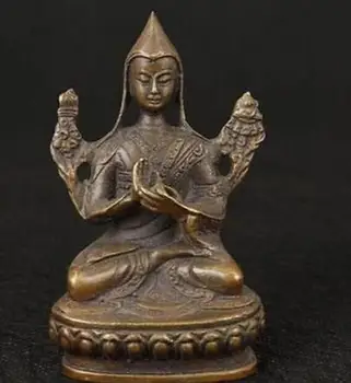 

Chinese OLD Bronze Carved Tibetan Buddhism Je Tsongkhapa Buddha Statue
