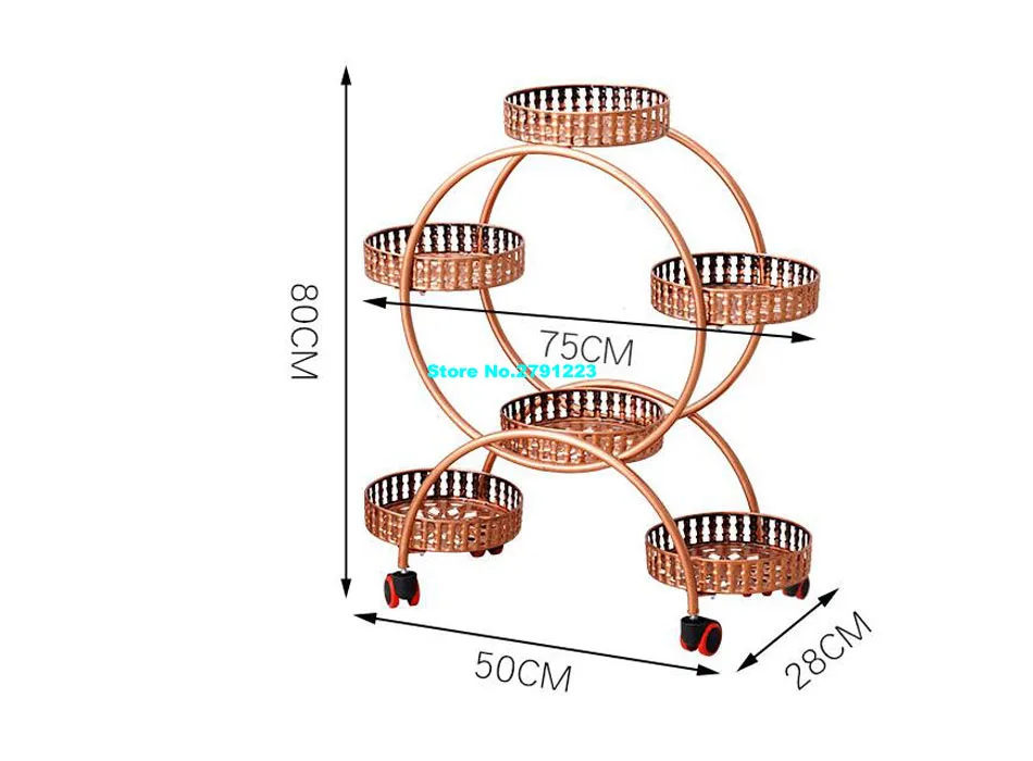 Европейский стиль tieyi многослойная полка внутренняя провинция пространство зеленоватая Балконная полка гостиная с колесом цветочный горшок рама