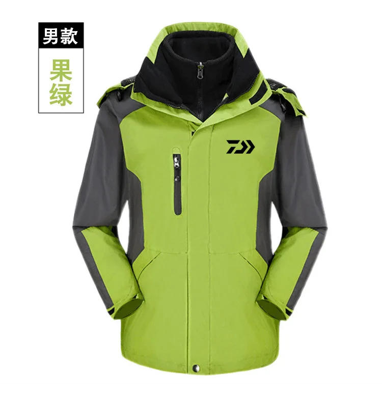 Daiwa Fishing Clothing For Men Women Autumn Winter Waterproof Warm Fishing Jackets Patchwork Hooded Mountaineering Suits