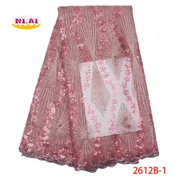 

French Laces Fabrics High Quality Tulle, Nigerian Lace Fabrics 2019, Blush Pink Embroidered Lace MR2612B