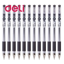 Deli 1PCS Gel Pen S802 Quick-drying 0.5mm Full Needle Black Business Office Writing Smooth gel pen Sticks Test Student Supplies pentel bln75 super smooth quick drying unisex pen