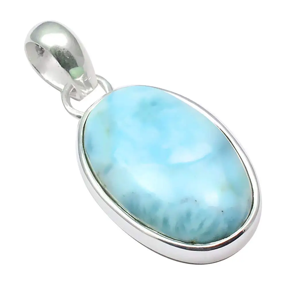 

NiaoZaiFei YunZaiKan Nature Larimar Pendant 925 Sterling Silver, 40 mm, MHBAP5725