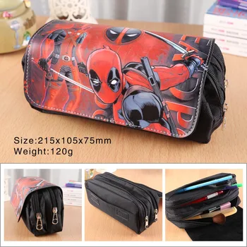 

Movies Deadpool Pencil Bag PU Leather Multilayer Flip Cover Pencil Case Pen Bag Students School Supplies Creative Makeup Bag