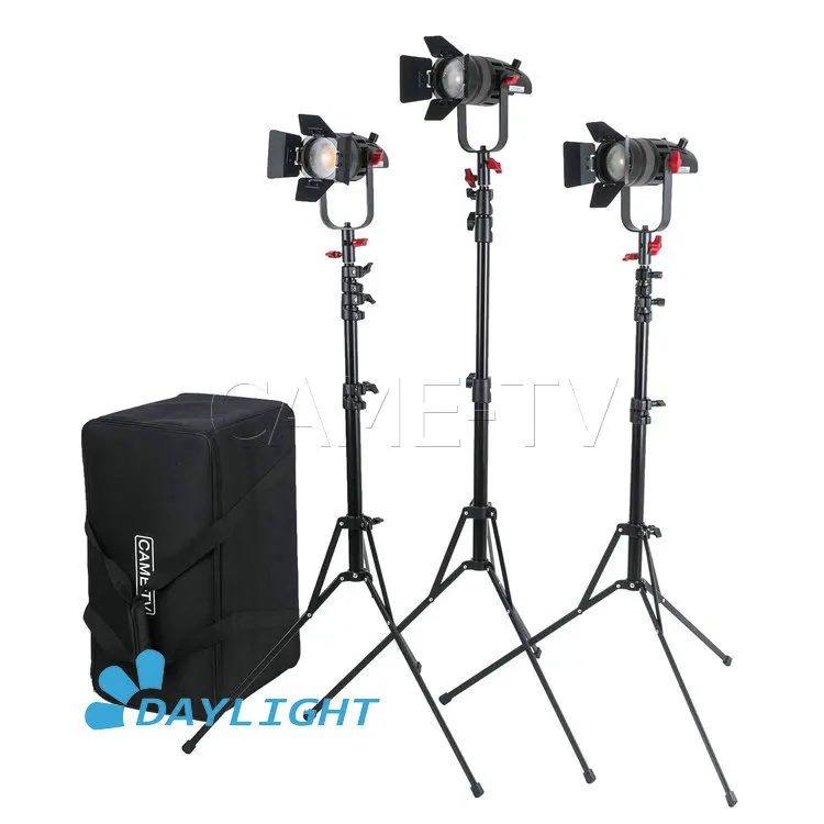 

3 Pcs CAME-TV Boltzen 30w Fresnel Fanless Focusable LED Daylight Kit With Light Stands