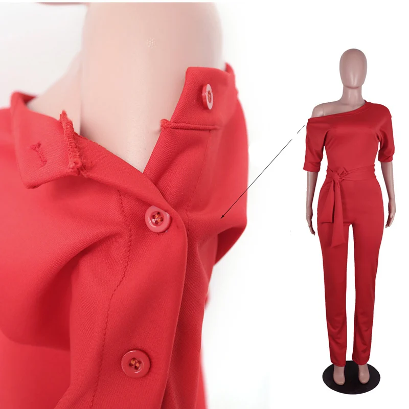 TEXIWAS nowy moda Off Shoulder eleganckie kombinezony kobiety Plus rozmiar 2XL pajacyki Multicolor kombinezony z krótkim rękawem kobiet kombinezony -