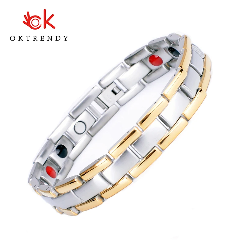 

Oktrendy Titanium Steel Negative ions Health Bracelet Bangle for Mens Jewelry Magnet 3000 Gauss Energy pain relief