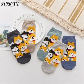 

summer animal dog socks art happy gifts for women cartoon teckel beagle pugs pomeranian short cotton kawaii harajuku hipster