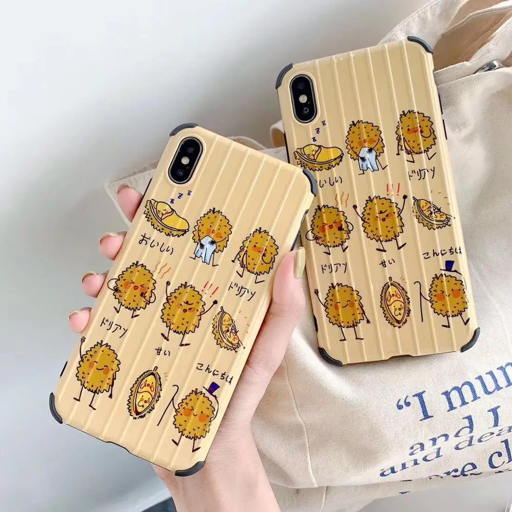 ORYKSZ 3D Lovely Fruit Durian Silicon Case For iphone XR X XS Max Cover iPhone 6 6S 7 8 Plus Fashion Shockproof Phone Cases |