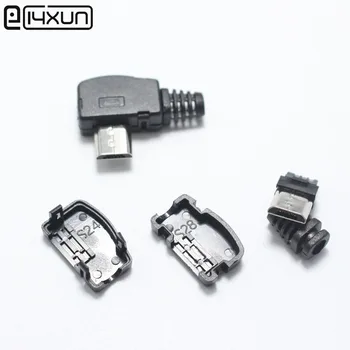 

10sets Micro USB 5PIN Welding Type Male Plug Connectors 90 Degrees 5P USB Tail Socket 3 in 1 DIY White Black