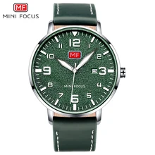 Ультратонкие армейские спортивные кварцевые часы с мини-фокусом, мужские военные водонепроницаемые наручные часы с кожаным ремешком, мужские часы Relogios 0158G зеленого цвета