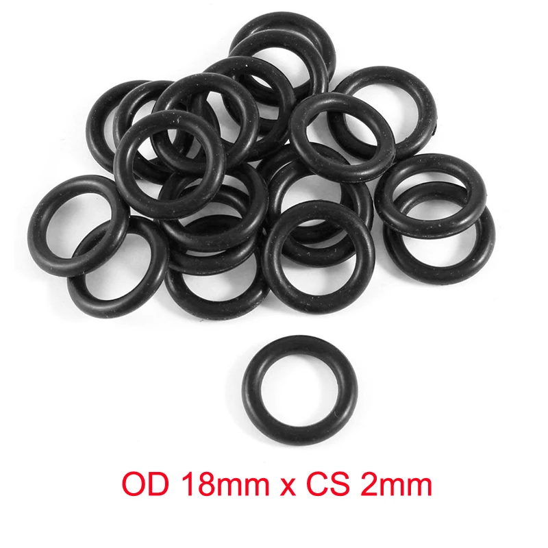 OD 18mm x CS 2mm NBR Black Nitrile Rubber Sealing O Ring Seal Washer