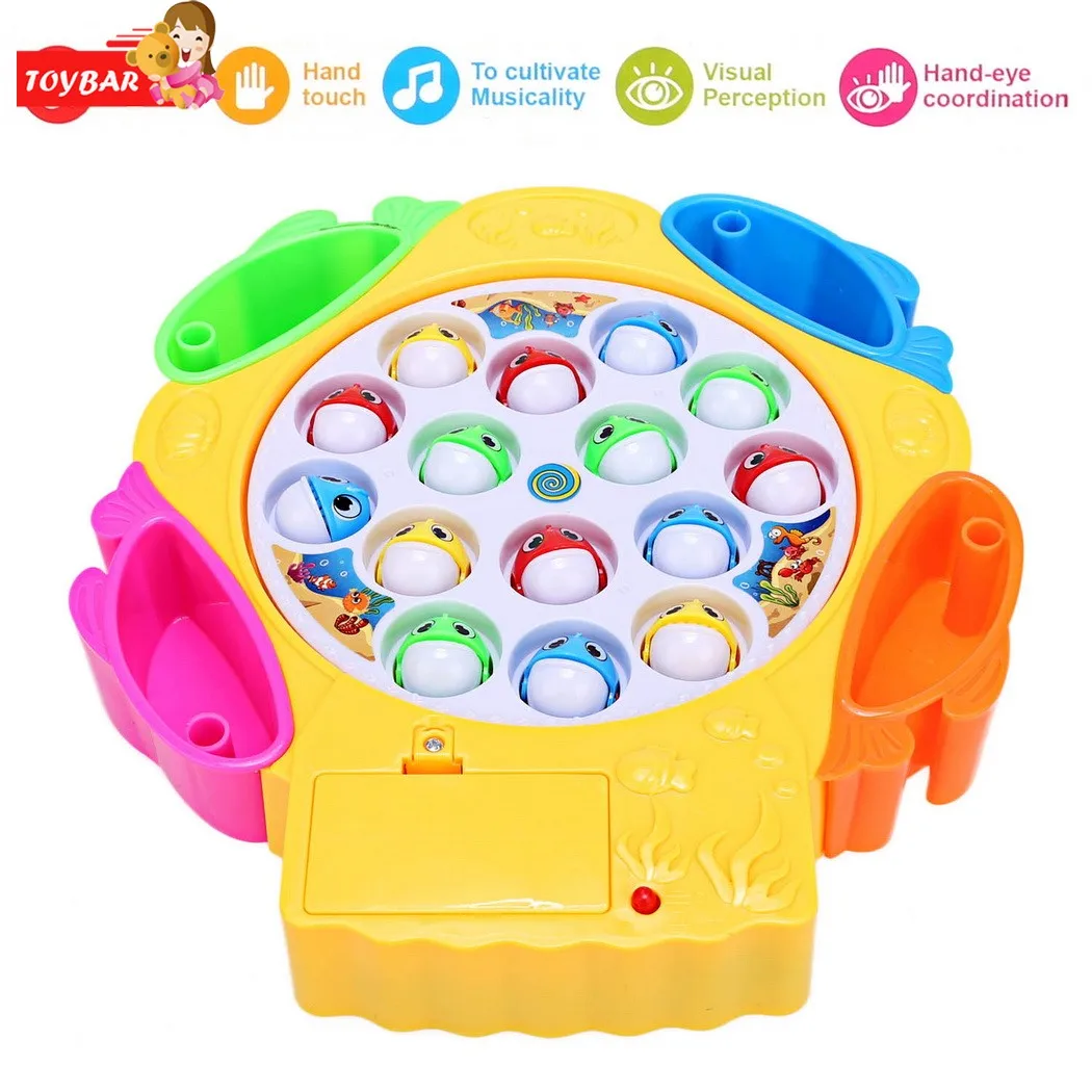 Baby Child Kid Boy Girl Electric Spin Fishing Game Toy Set Hand eye coordination flexiabble skills