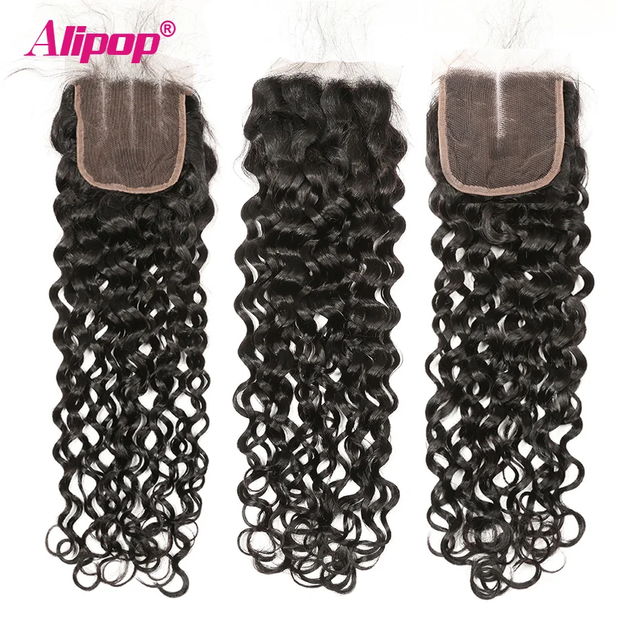 Water Wave Closure Peruvian Hair 4x4 Lace Closure Human Hair Closure 10-20 22 24 Inches Closure Free Middle 3 Part Remy Hair (29)