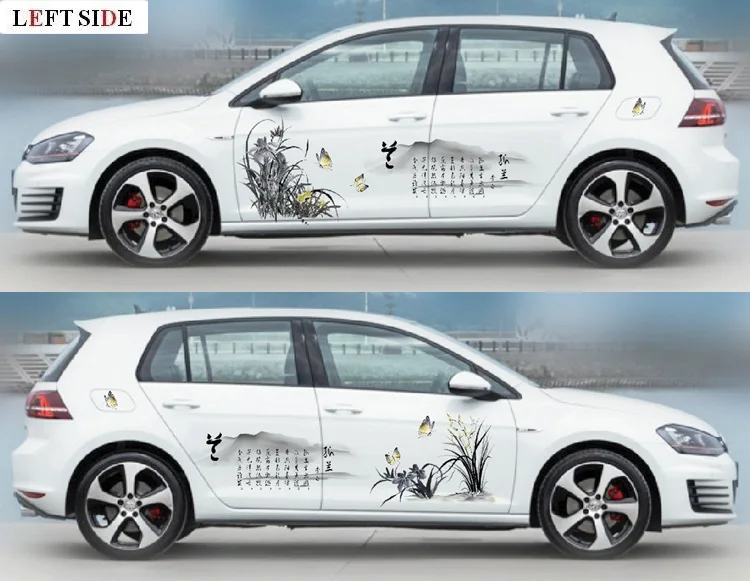 

LEFT SIDE Car Stickers Car Styling Mulan Zhu Ju Mei Whole Car Chinese Windmill Stickers Inkjet Stickers Cover Protection Film