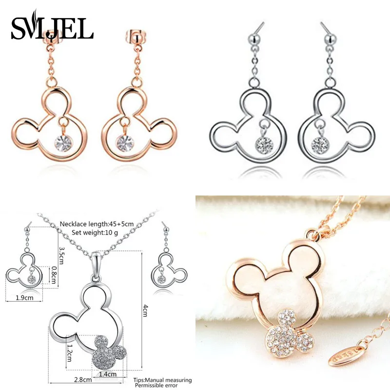 SMJEL Mini Animal Earing Mickey Earrings for Women Bijoux New Kids Earring Small Ear Studs Pendientes Cartoon Jewelry oorbellen