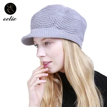 Macia Malha Gorro de Pele de Coelho Macio Chapéu Boina de Lã Inverno Chapéu Gorro de Malha Com Nervuras Feminino Orelhas Quentes Mulheres Gorro Liso toque