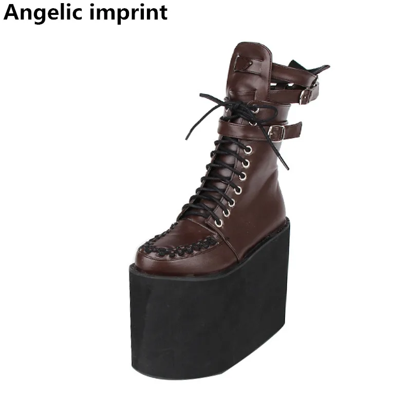 Angelic imprint mori girl/Женская обувь для костюмированной вечеринки на платформе в стиле панк; женские ботинки Лолиты; женские туфли-лодочки принцессы на очень высоком каблуке с острым носком