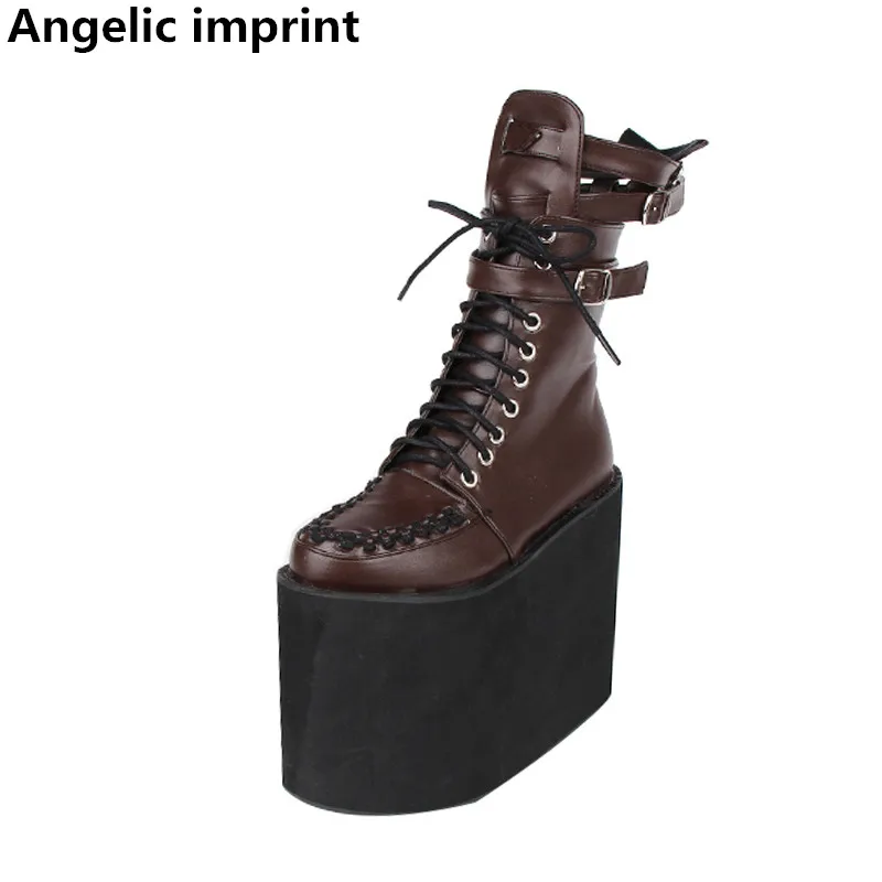 

Angelic imprint mori girl Women platform punk cosplay shoes lady lolita Boots woman princess super high heels pumps pointed toe