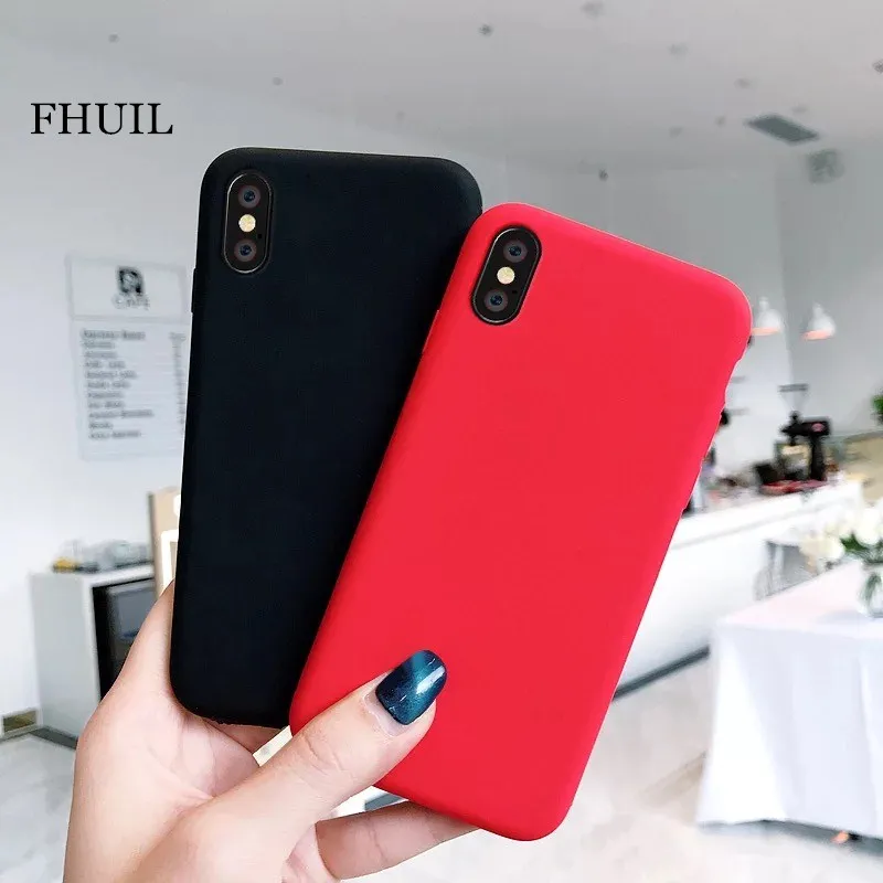 

Simple Solid Color Phone Case for iPhone XS XR MAX Shell Ultrathin Fashion Candy Back Cover for Iphone Cases Sillicone