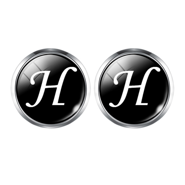 Fashion A-Z Single Alphabet Cufflinks Silver Color Letter Cuff Button for Male Gentleman Shirt Wedding Cuff Links Gifts