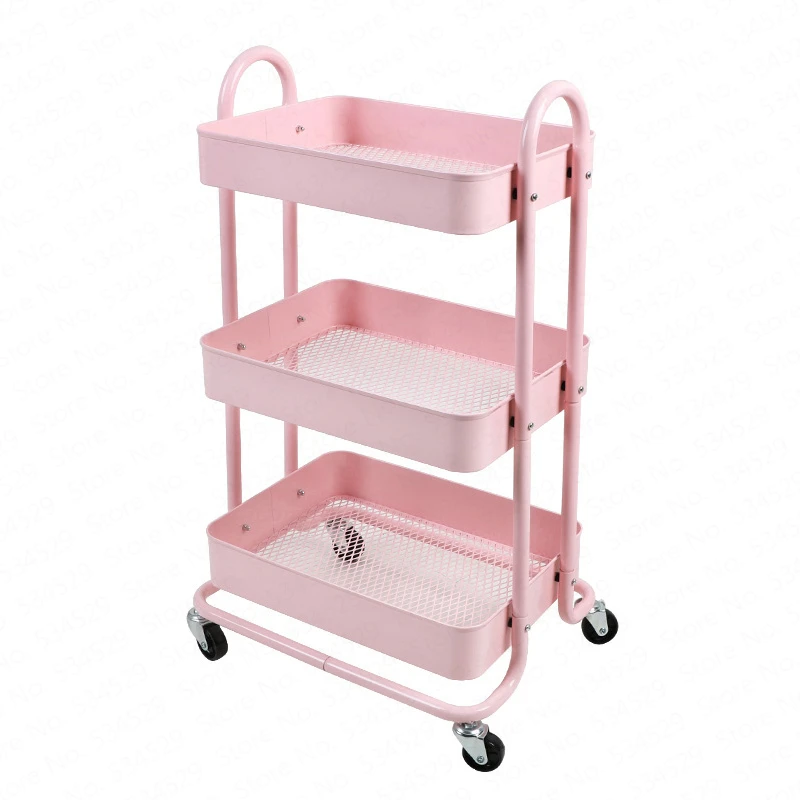 

Mobile Racks Carts Wheeled Bedroom Kitchen Storage Beauty Multilayer Push Storage Shelf Rolling Cart Grocery Cart Shopping Cart