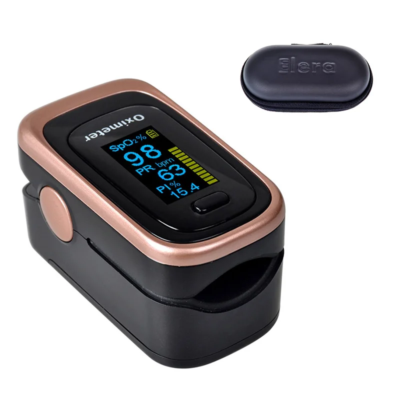 

ELERA Finger Pulse Oximeter 4 Parameter SPO2 PR PI ODI4 Oximetro De Dedo 8 Hour Sleep Monitoring Pulsioximetro with Case