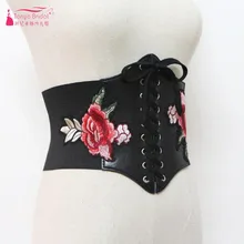 Черный Цвета свадебный пояс мода Искусственная кожа европейский Стиль Цветок сексуальный пояс для Для женщин ювелирные изделия Винтаж ремень ZA040