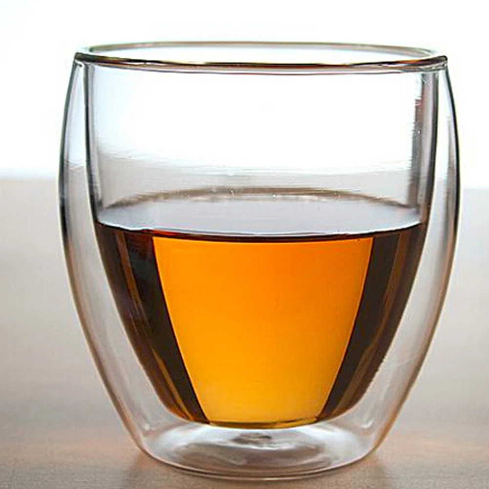 Двухслойная термостойкая стеклянная чайная чашка кофейные кружки прозрачное изоляционное стекло es чашки взрывозащищенные бокалы для вина