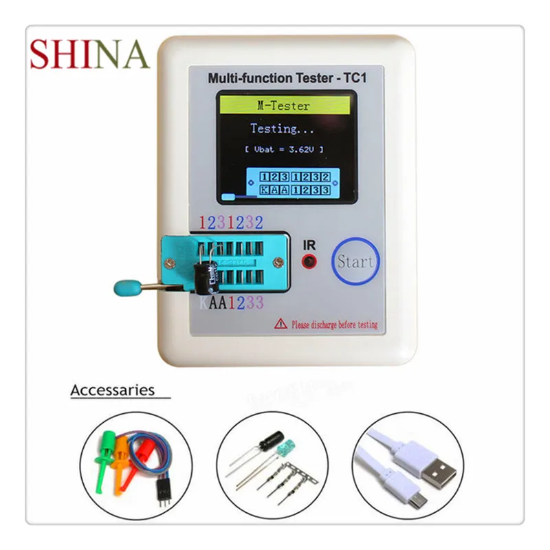

SHINA Multifunction Transistor Tester LCR-TC1 Full Color Graphic Display Diode Transistor Capacitance Resistor Transistor