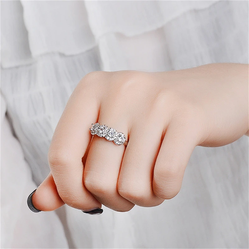 BOAKO Top Quality Concise Classical CZ Crystal Wedding Ring Silver Color Austrian Crystals Wholesale bagues pour femme B3